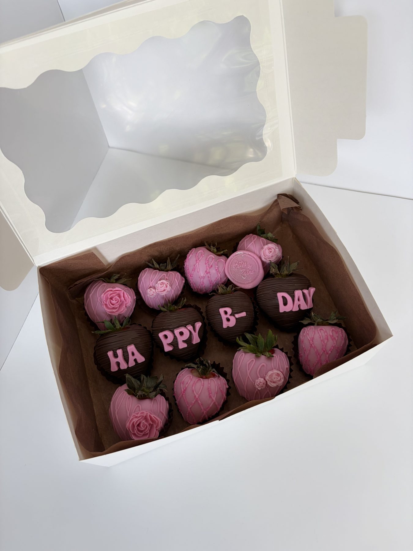Purple chocolate-dipped birthday strawberries