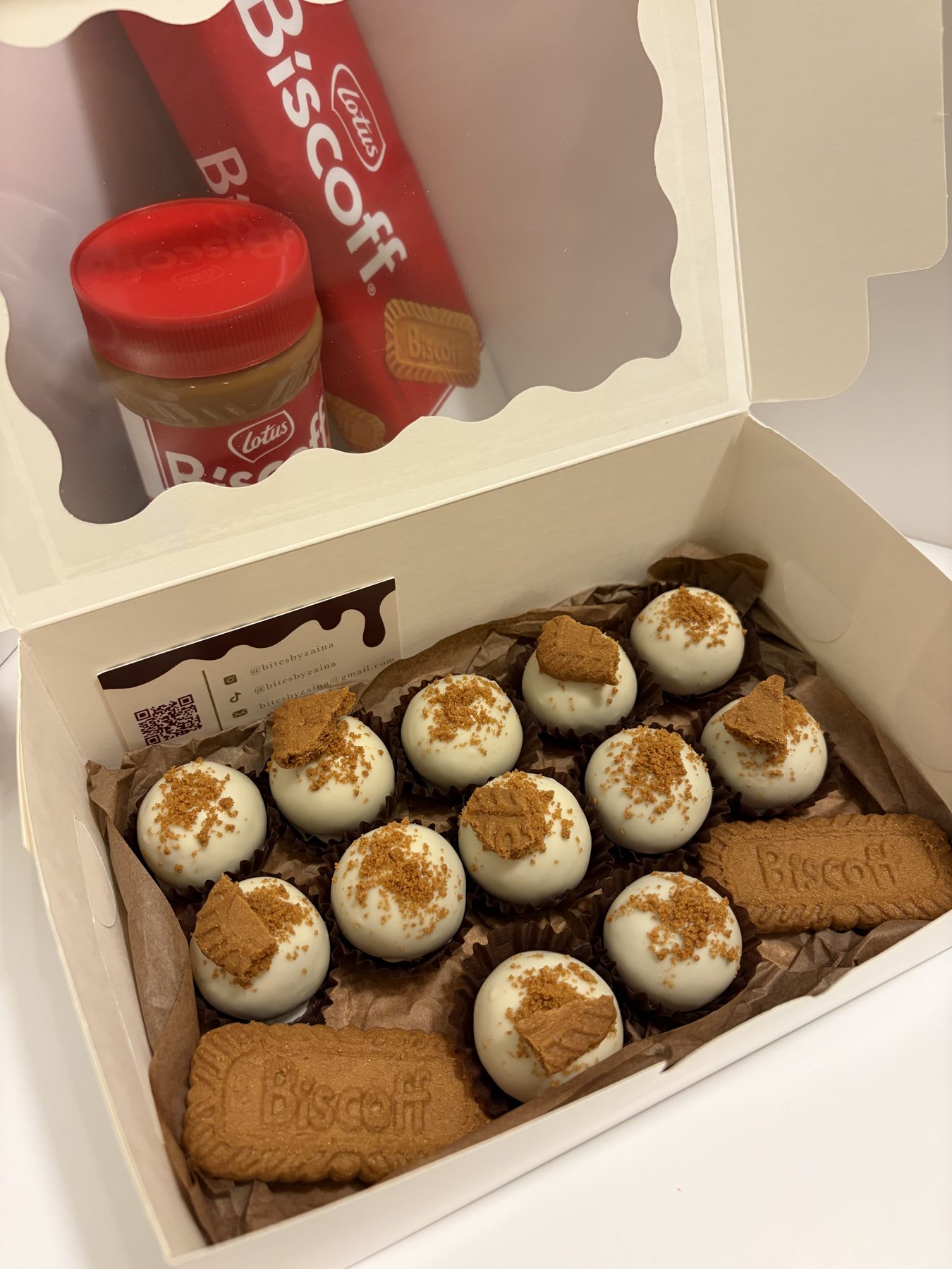 Biscoff truffles topped with cookie crumbs