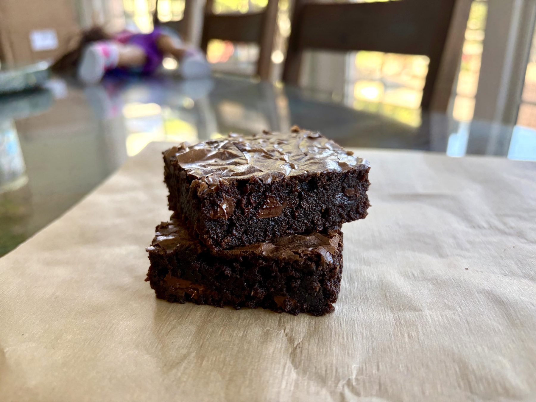 Stacked fudgy brownies