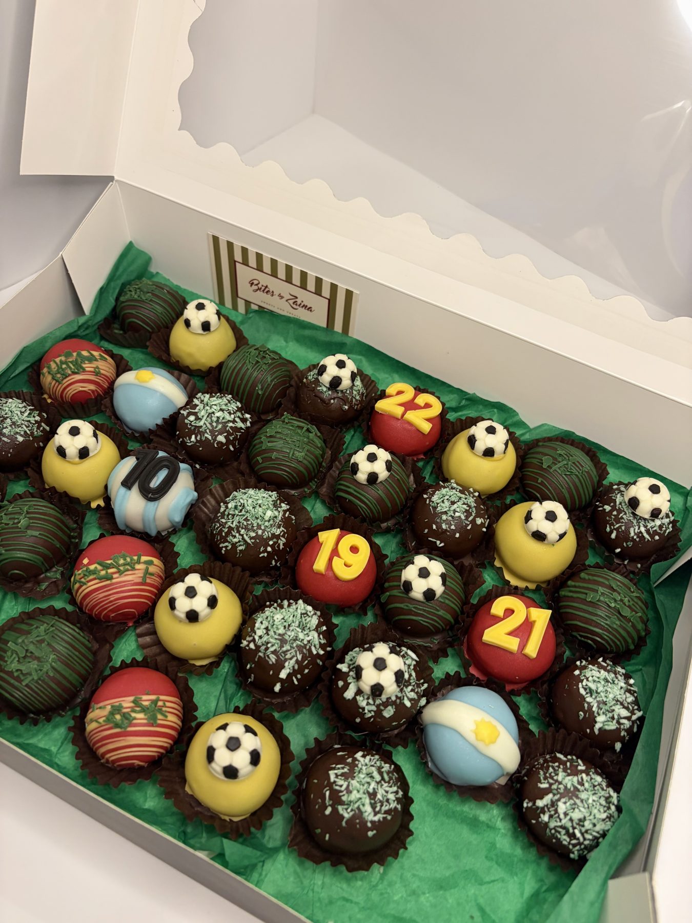 Soccer-themed truffles for a World Cup watch party
